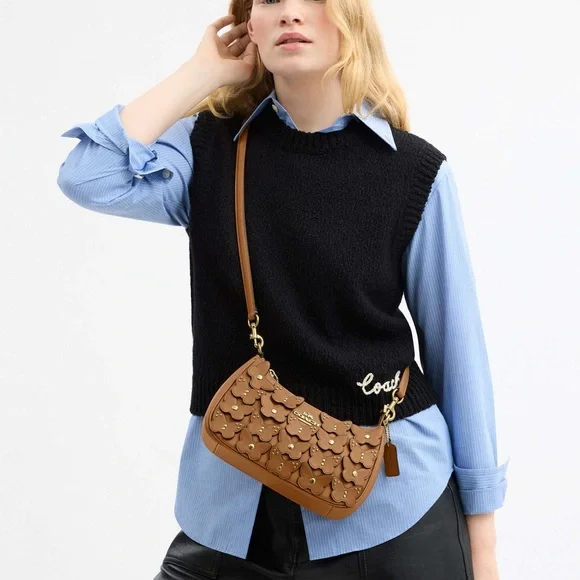 Coach Teri Shoulder Bag With Butterfly Applique CAJ97Honey brown NWT